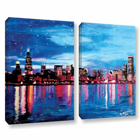 Chicago Skyline 2 Piece Painting - BRAND NEW - Picture 1 of 1